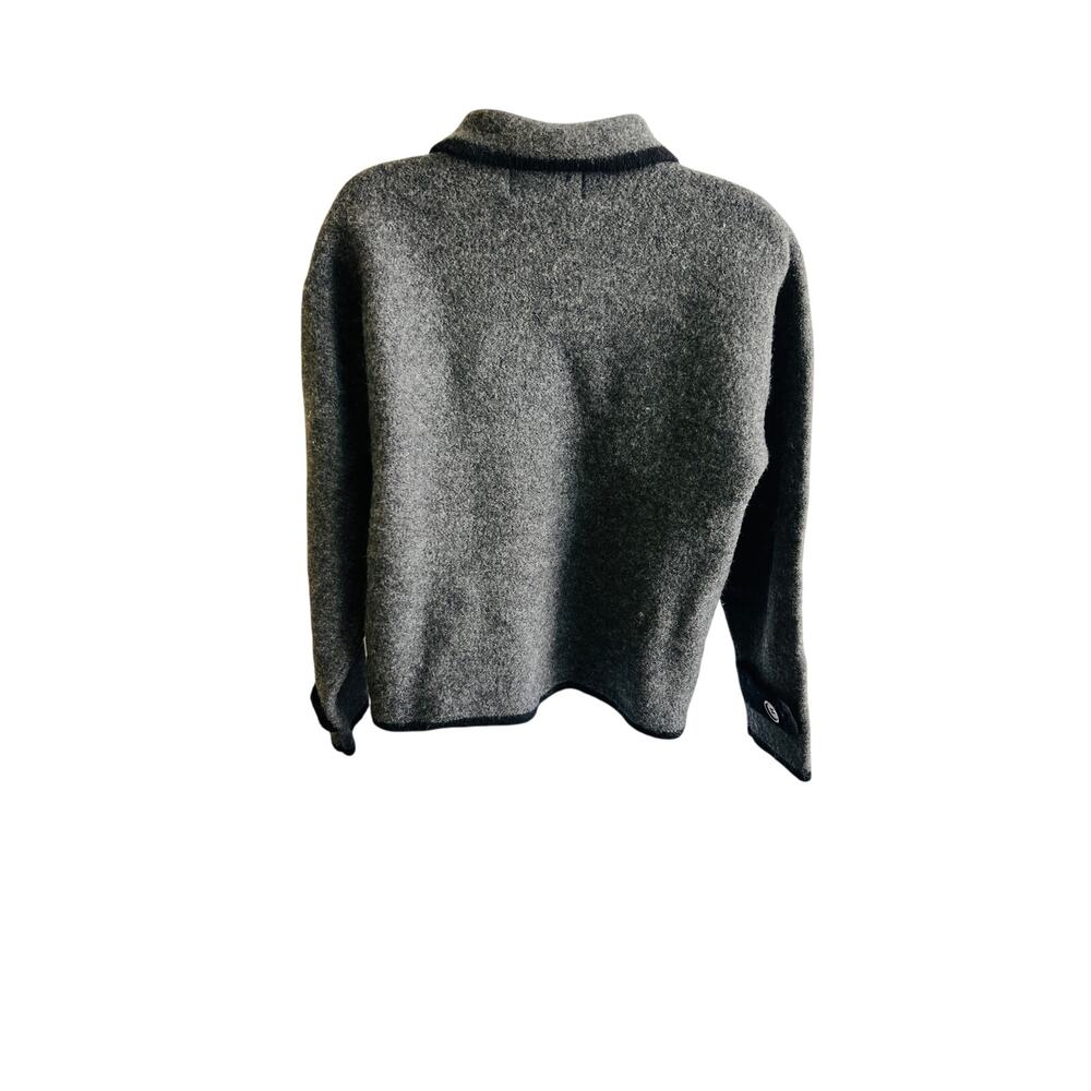 🧥 Herman Geist Petite Wool Peacoat Gray Black Trim Double Breasted PL - Picture 3 of 4